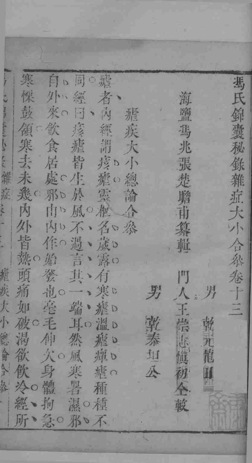 冯氏锦囊秘录杂症大小合叅  卷13